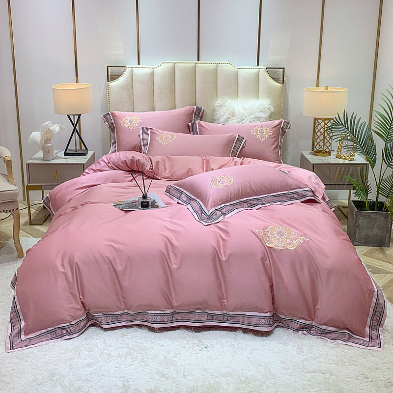 Conjunto de bordado de algodón de cuatro piezas con estampado digital y bordes anchos
