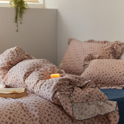 Juego de cama de cuatro piezas con diseño floral pastoral Ins Wind