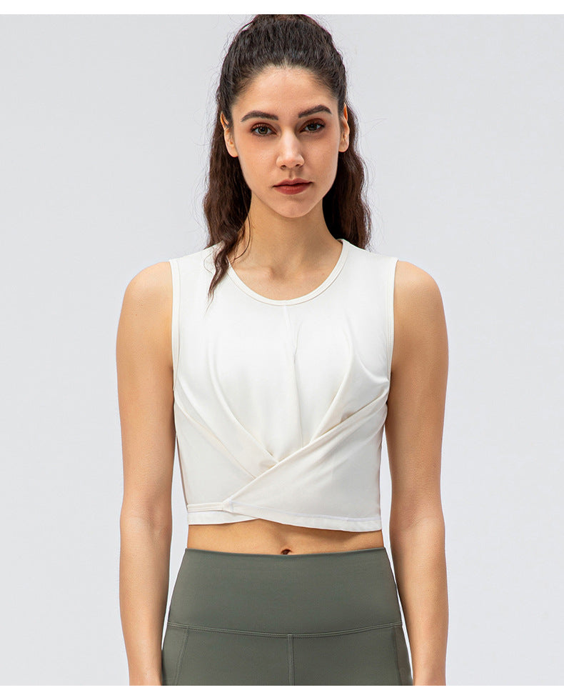 Chaleco deportivo de primavera y verano para mujer, de cintura alta, con cordones, de secado rápido, sin mangas, para yoga