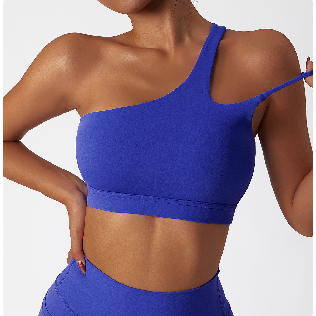 Sujetador de yoga oblicuo de un solo hombro a prueba de golpes Cloud Sense Beauty Back, ropa interior para ejercicios, tirantes asimétricos irregulares para correr
