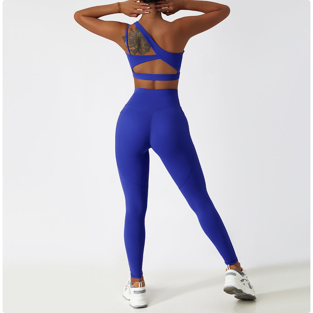 Sujetador de yoga oblicuo de un solo hombro a prueba de golpes Cloud Sense Beauty Back, ropa interior para ejercicios, tirantes asimétricos irregulares para correr