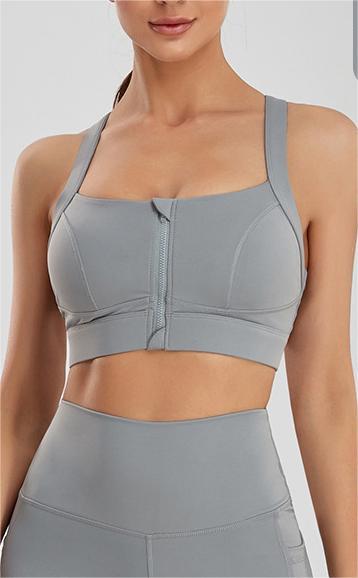 Plus Size Sports Bra Women Fitness Running High Shockproof Yoga Clothes Big Chest Show Small Beauty Back Zipper Bra