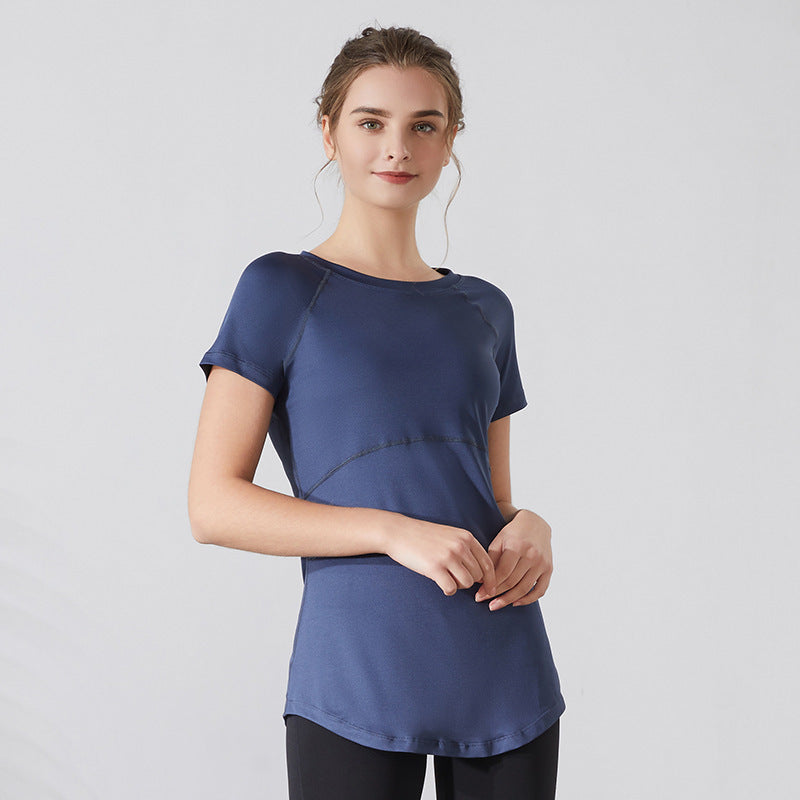 Ropa deportiva para mujer, de manga corta, transpirable, con espalda descubierta, para yoga, correr y fitness