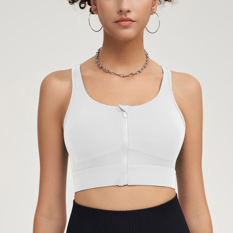 Autumn Winter Front Zipper Sports Bra Beauty Back Nude Feel Sports Underwear Shock Absorption Push Up Workout Yoga Vest
