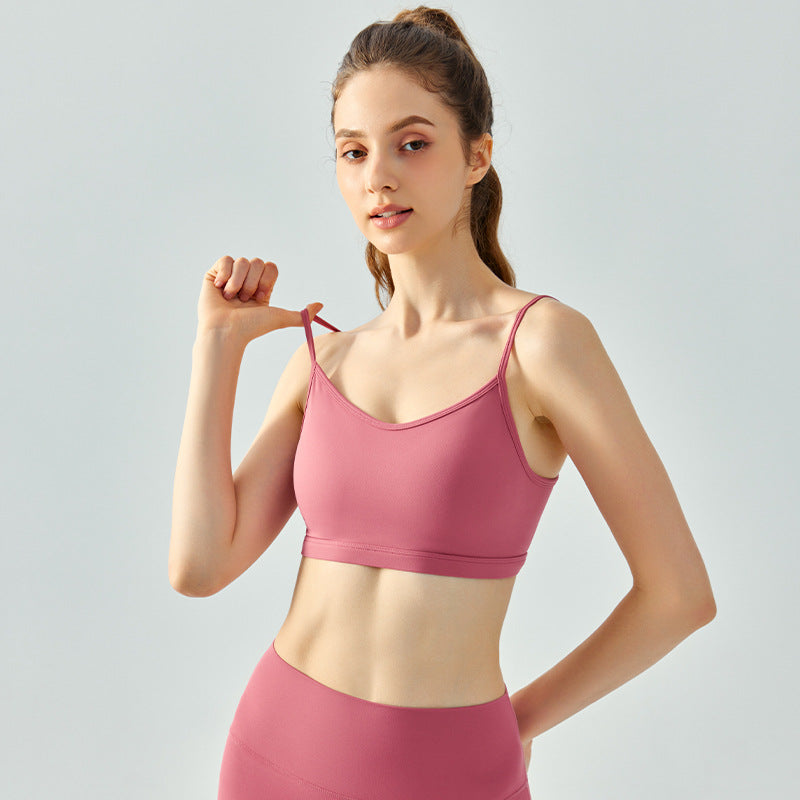 Chaleco de yoga de una pieza para mujer, sujetador de yoga con copa fija y tirantes ajustables en los hombros, top de entrenamiento ajustado y moldeador de espalda