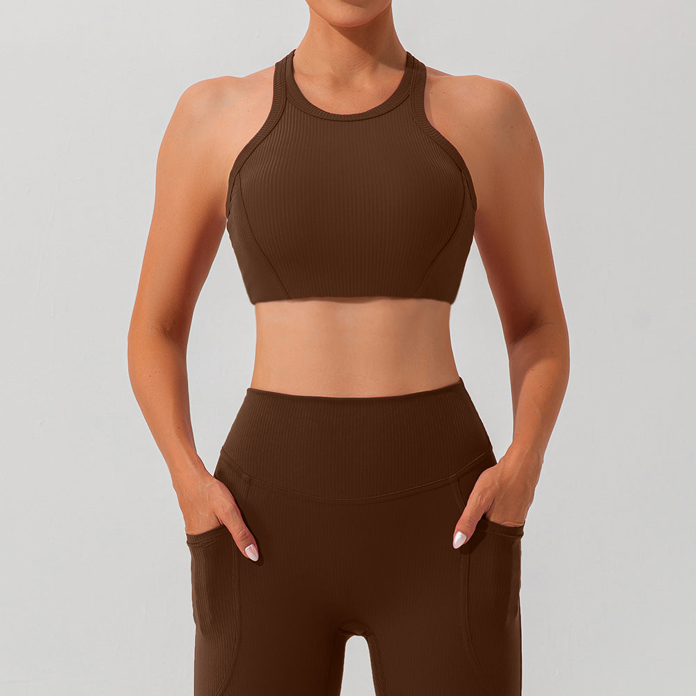 Sujetador de yoga con tirantes finos y espalda descubierta para mujer, ropa interior de secado rápido para entrenamiento y ejercicio, top de fitness para yoga