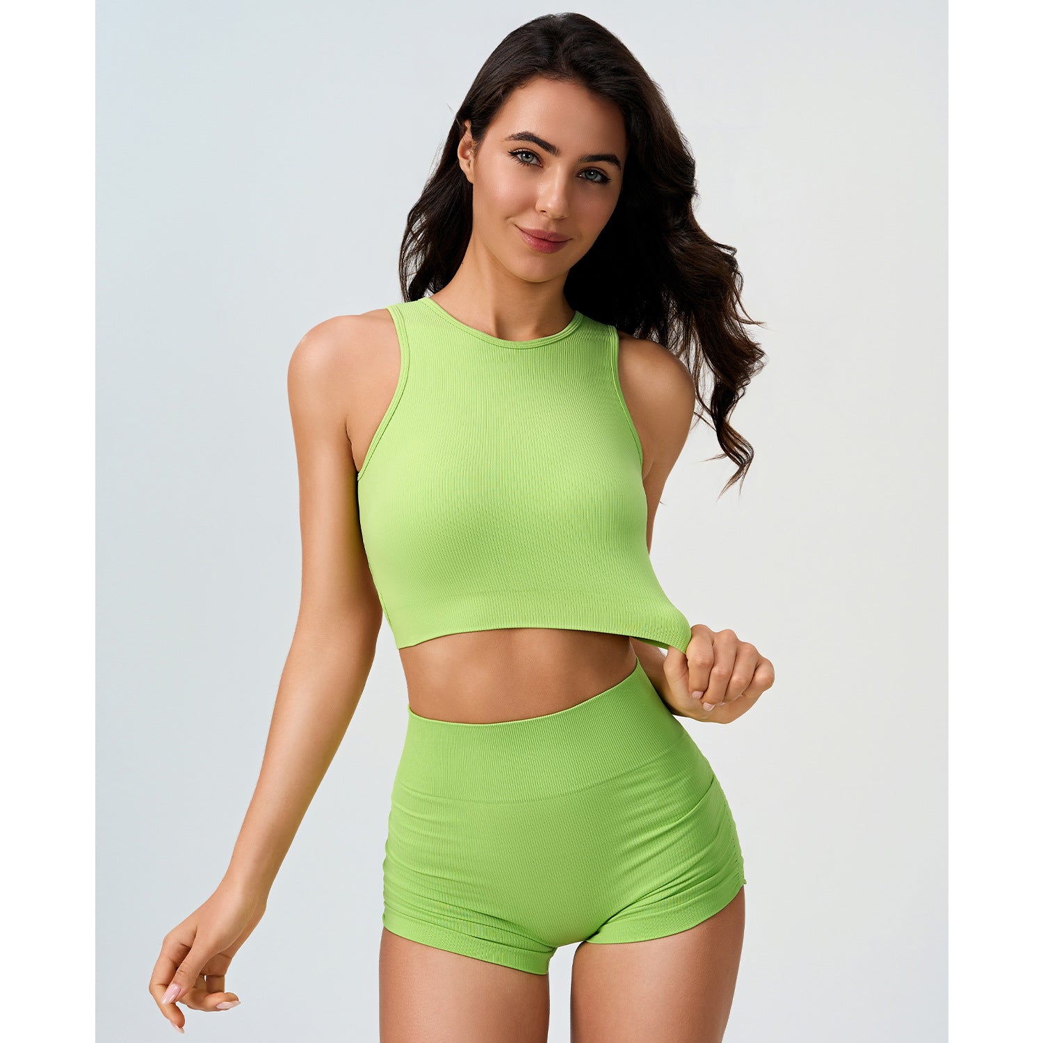 Ruched Yoga Pants Women High Waist Peach Hip Quick Drying Skinny Running Fitness Pants Thread Solid Color Sports Sets