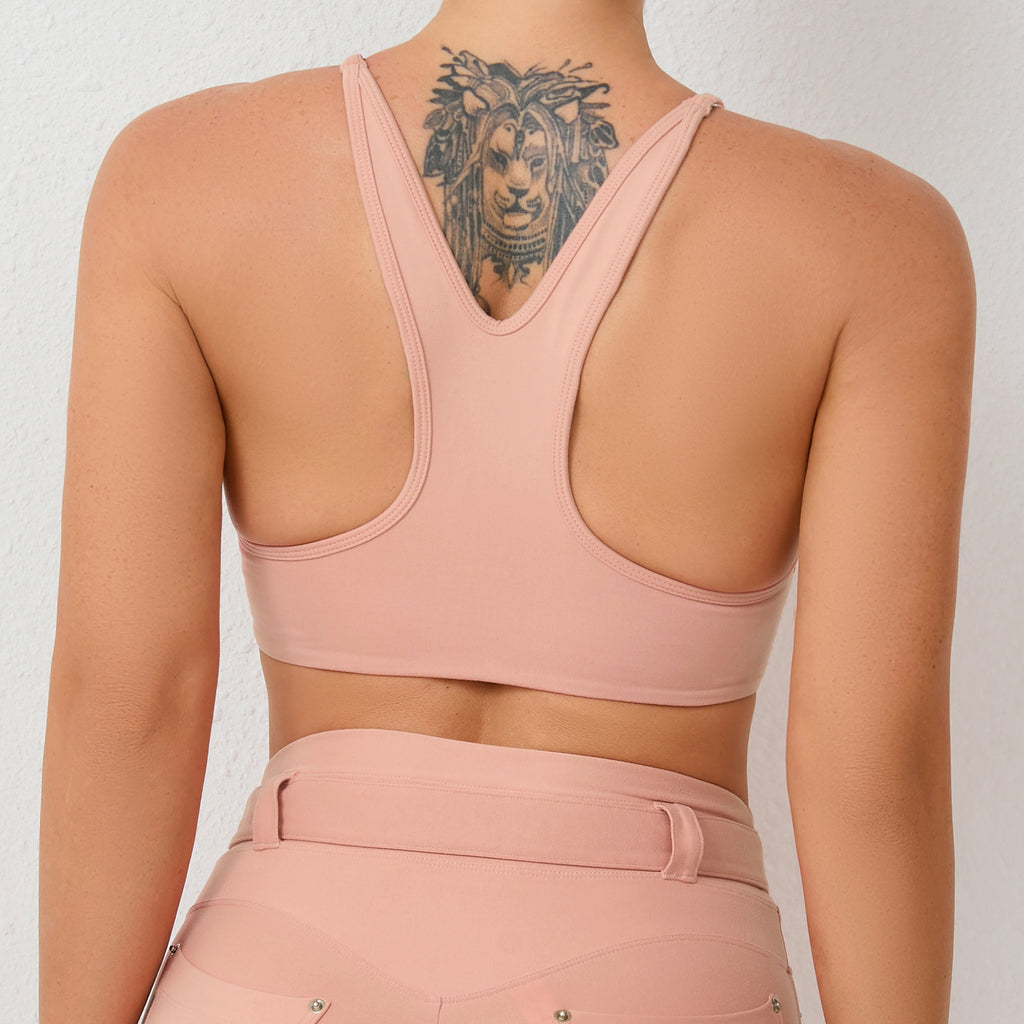 Sujetador de yoga con espalda ajustada ajustable y tirantes para los hombros, push up, para deportes al aire libre, secado rápido, para correr y fitness.