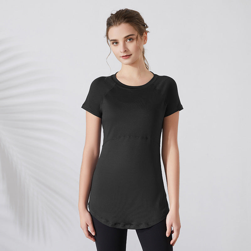 Ropa deportiva para mujer, de manga corta, transpirable, con espalda descubierta, para yoga, correr y fitness