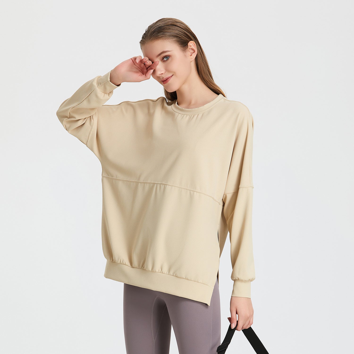 Camiseta deportiva holgada de manga larga con diseño de gofre para otoño e invierno, ropa informal para correr y hacer ejercicio, blusa para yoga