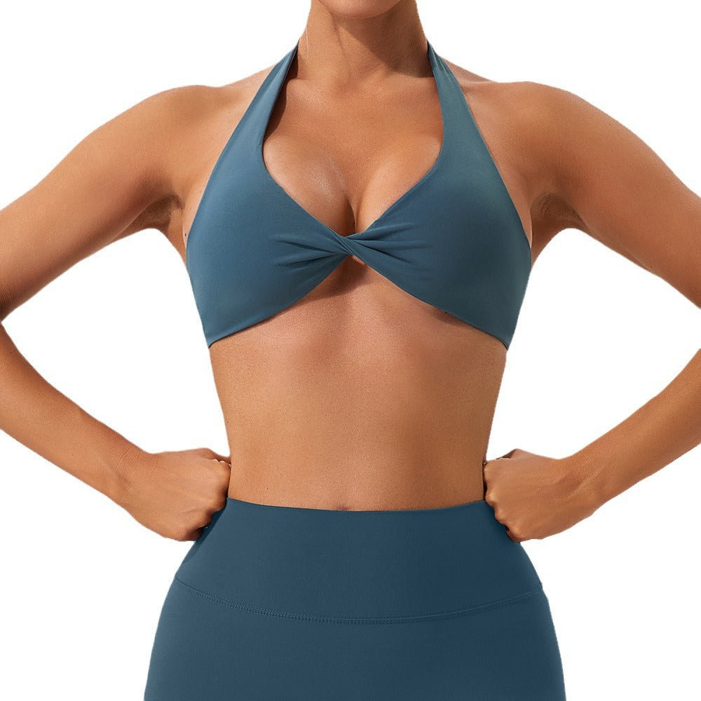 Sujetador de yoga con espalda descubierta, transpirable y con efecto piel desnuda, ropa interior ajustada para hacer ejercicio y correr para mujer