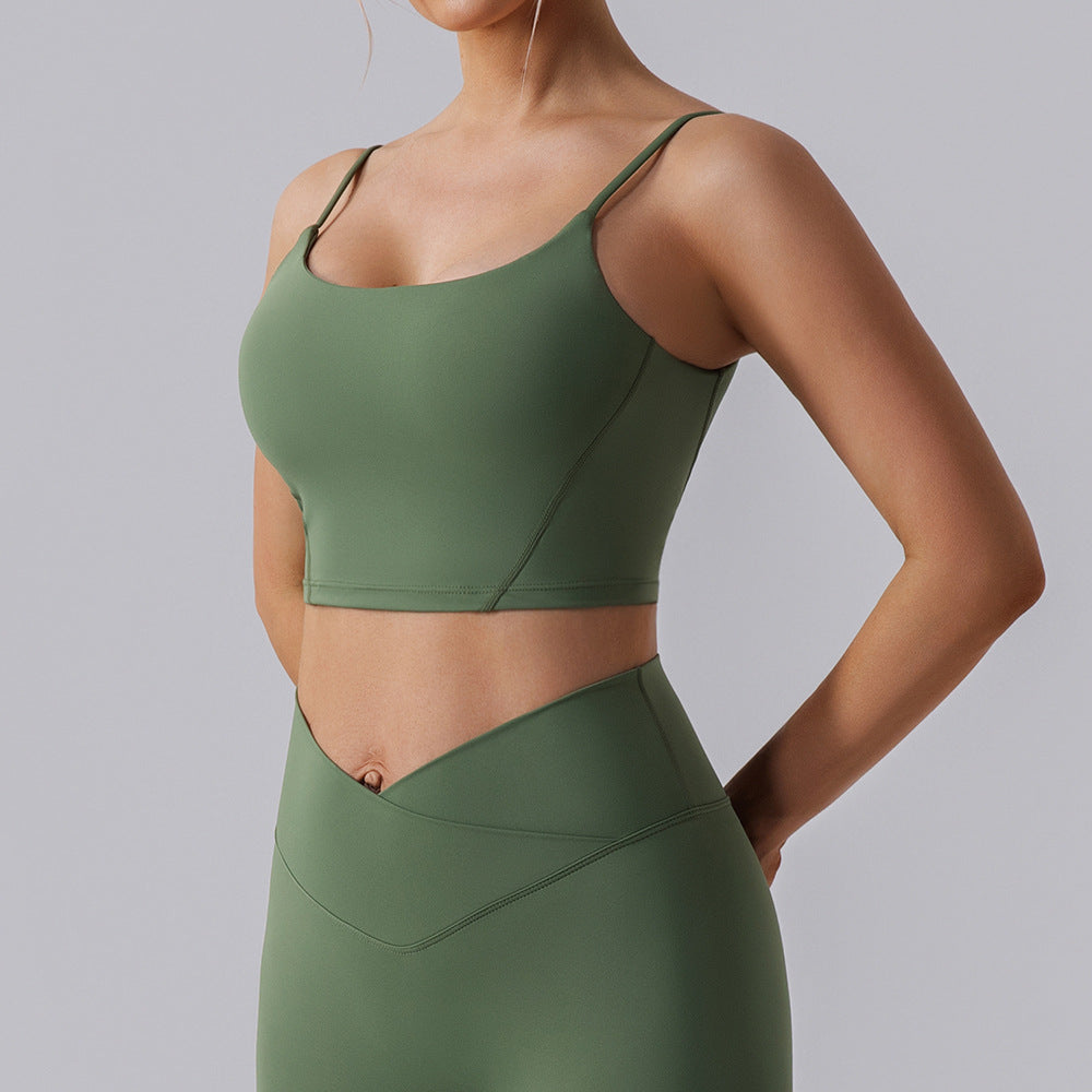 Autumn Sports Vest Nude Feel Sports Underwear Women High Grade Sense Spaghetti Strap Yoga Straps Quick Drying Workout Bra