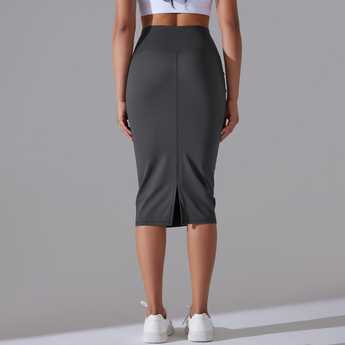 Nude Feel Slim Fit Hip Skirt Casual Sports Skirt High Elastic Skin Friendly Mid Length Split Yoga Women Dress