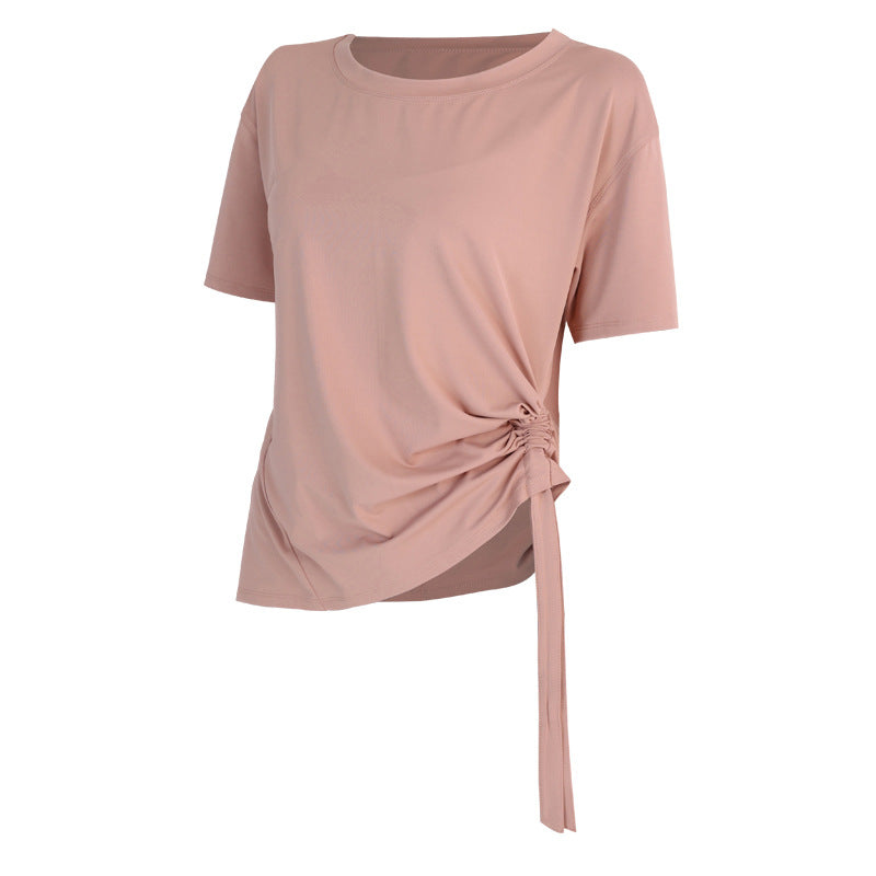 Ropa de yoga para mujer, primavera verano, manga corta, secado rápido, camiseta adelgazante, ropa de entrenamiento de celebridades de Internet, top deportivo holgado para correr por la mañana.