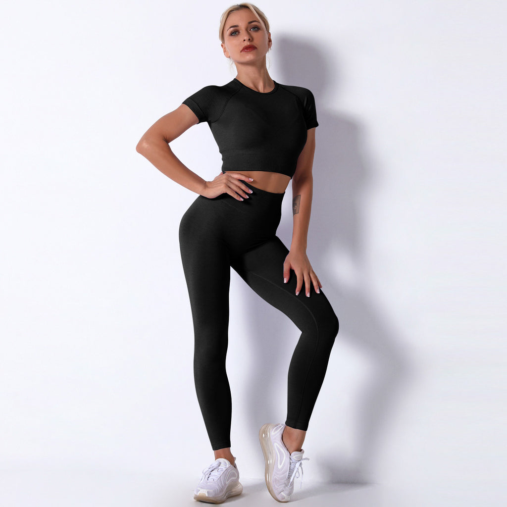 Short Sleeve Trousers Suit-Black