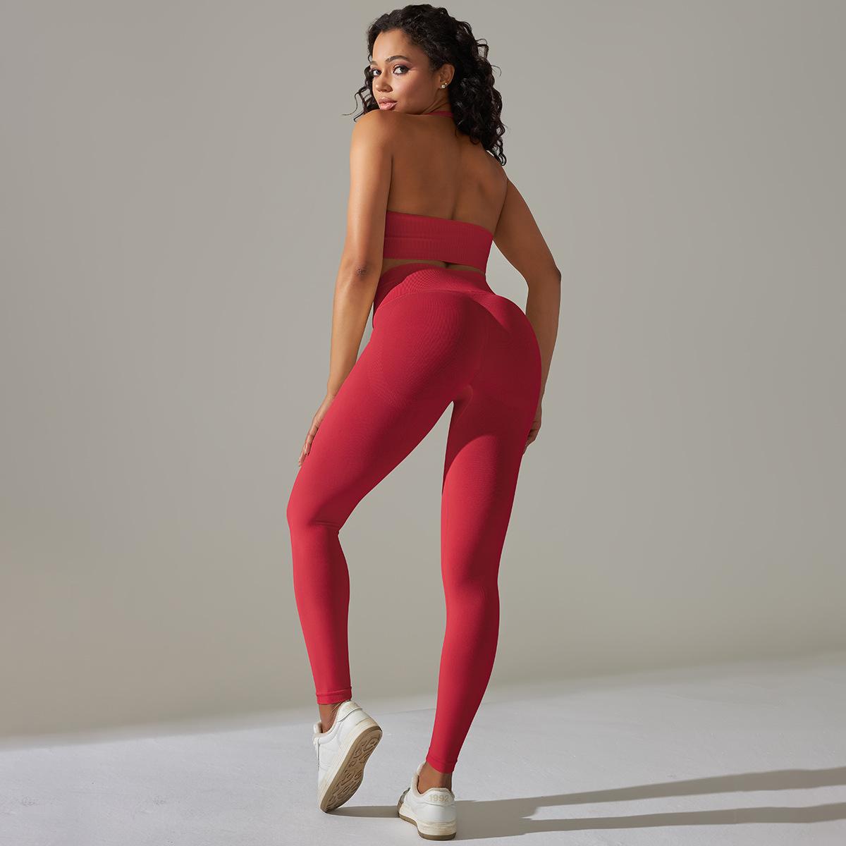 6610 Halter Bra Trousers Suit-Red