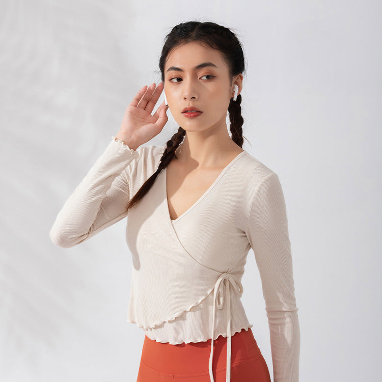 Ropa deportiva ajustada para mujer, camiseta deportiva de color liso para correr, camiseta de manga larga, ropa exterior elástica para yoga, otoño