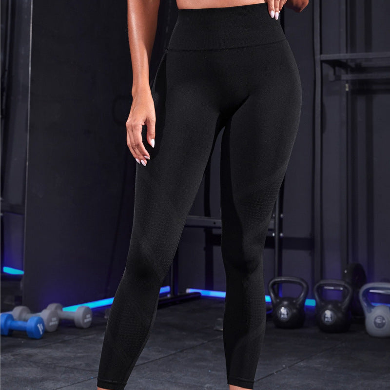 Seamless Knitted Sports Yoga Pants Moisture Wicking Quick Drying Breathable High Waist Tight Running Fitness Leggings
