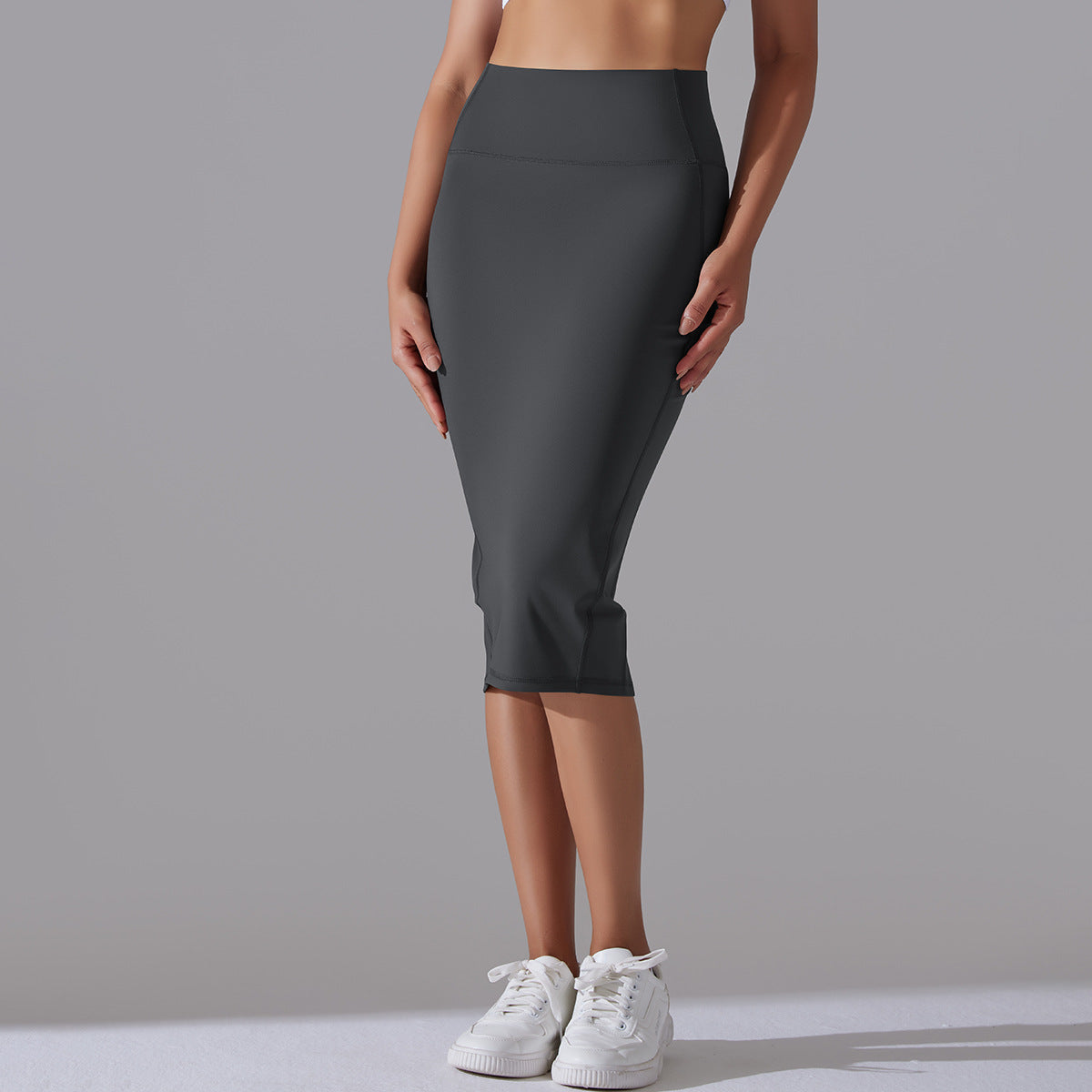 Nude Feel Slim Fit Hip Skirt Casual Sports Skirt High Elastic Skin Friendly Mid Length Split Yoga Women Dress