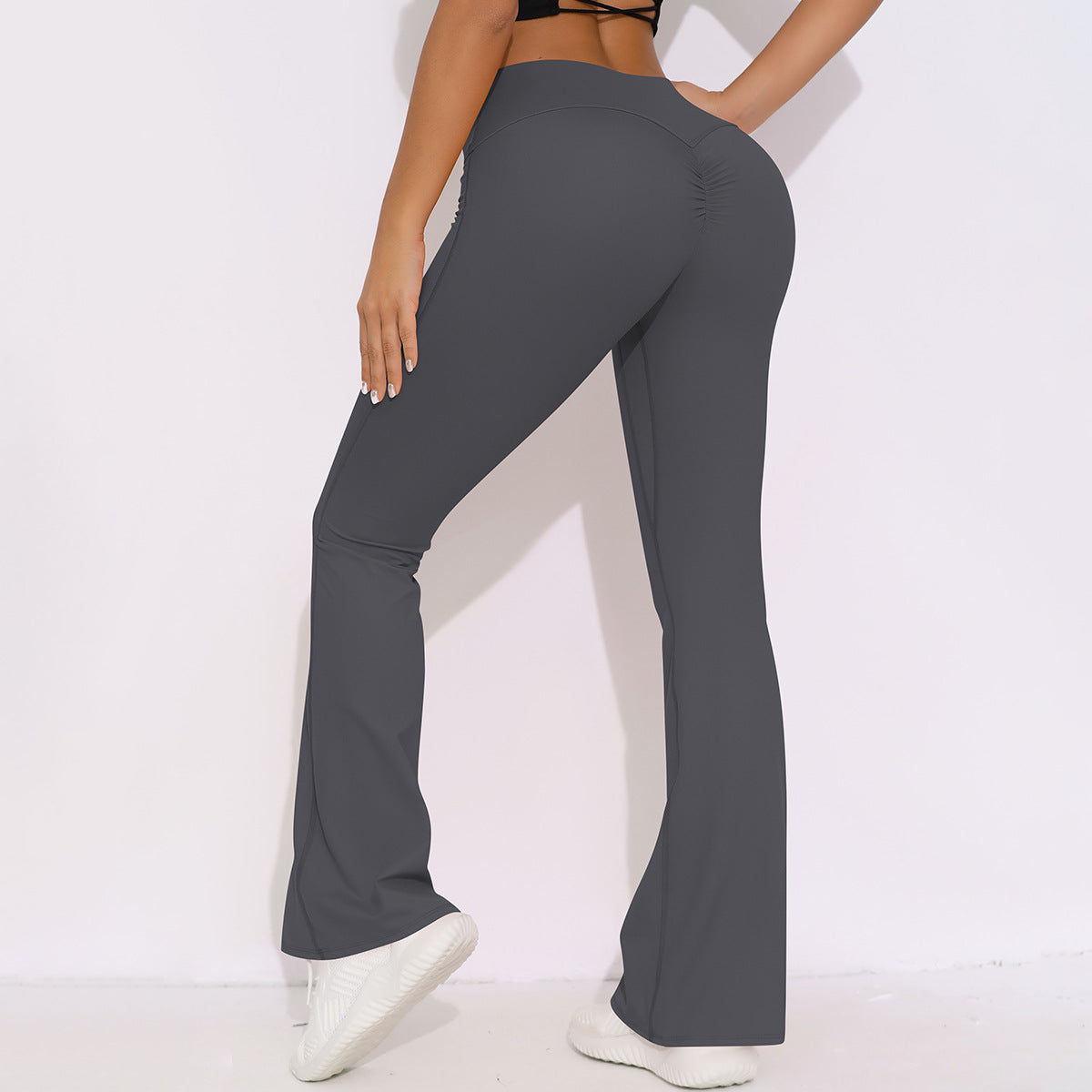 Pantalones cortos de cintura alta, transpirables, cepillados, elásticos, con realce de cadera, informales, con bolsillo, de pierna ancha, para correr, fitness y yoga.