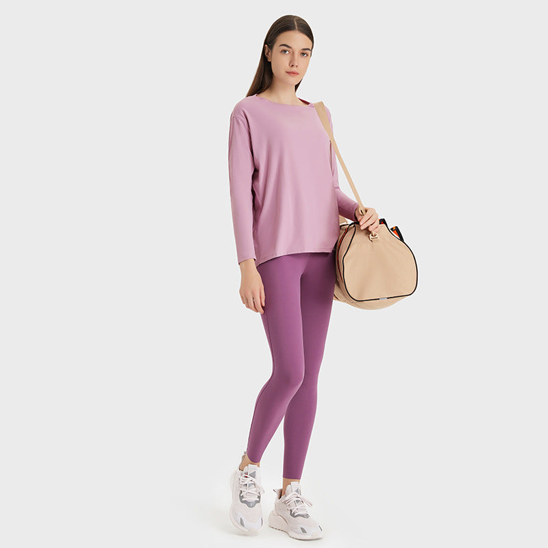 Arrival Double Sided Nude Feel Loose Long Sleeved Women Slim Fit Breathable Simple Women Training Fitness Yoga Wear