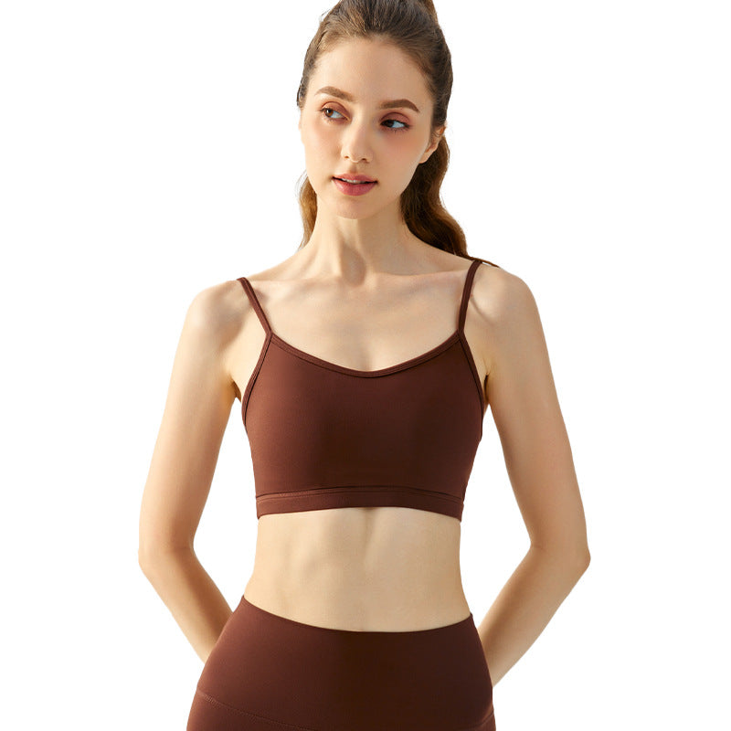 Chaleco de yoga de una pieza para mujer, sujetador de yoga con copa fija y tirantes ajustables en los hombros, top de entrenamiento ajustado y moldeador de espalda