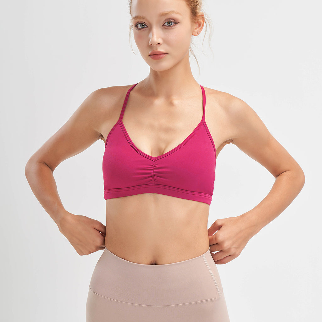 Arrival Lycra Nude Feel Sports Underwear Women Spaghetti Strap Back Shaping Shockproof Running Fitness Clothes Yoga Bra