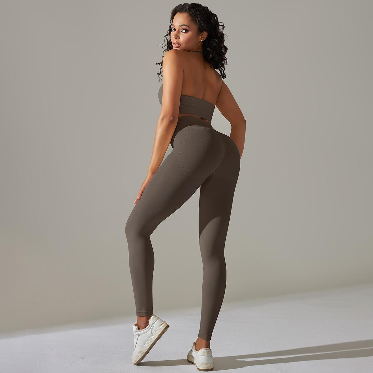 6610 Halter Bra Pants Suit-Brown