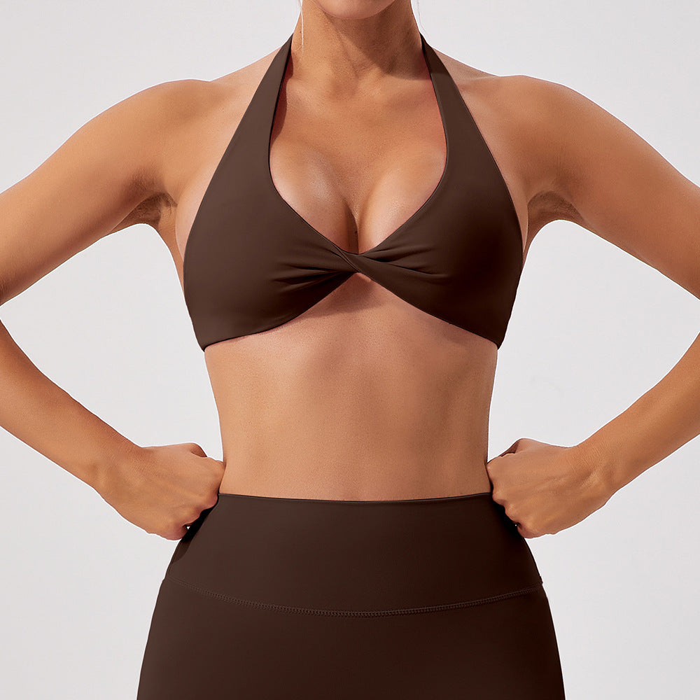 Sujetador de yoga con espalda descubierta, transpirable y con efecto piel desnuda, ropa interior ajustada para hacer ejercicio y correr para mujer