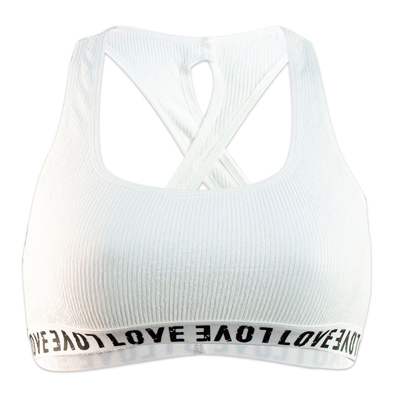 Ropa interior deportiva usable con tirantes, chaleco sin costuras con letras y rayas, parte superior moldeadora de espalda fina.
