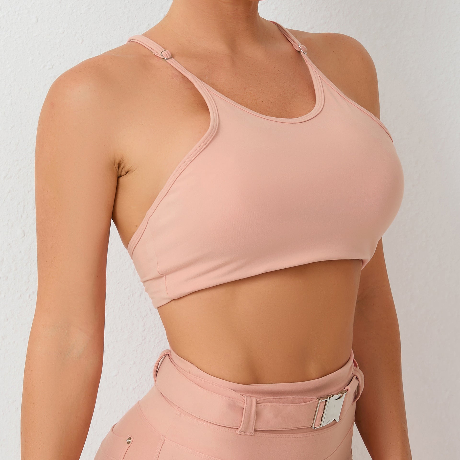 Adjustable Tight Back Yoga Bra Shoulder Straps Push Up Outdoor Sports Quick Drying Running Fitness Top