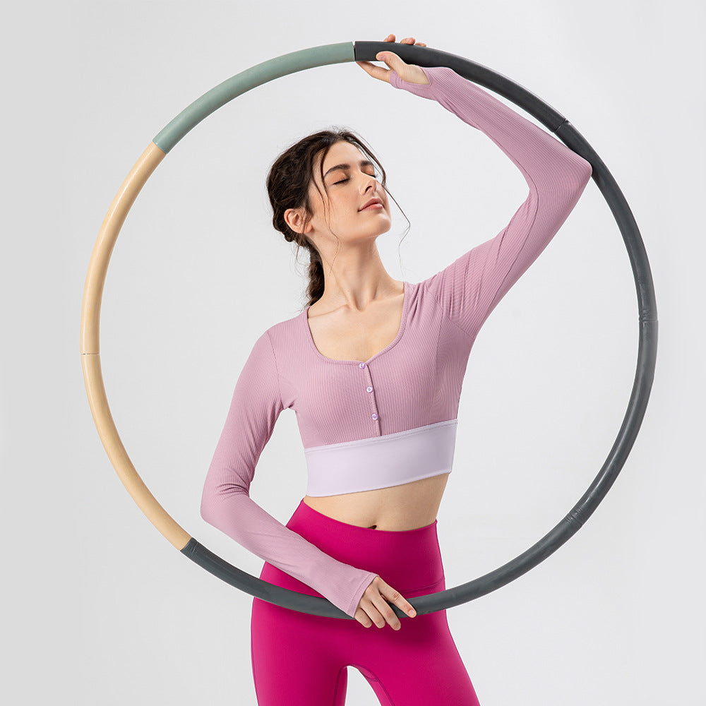 Camiseta de yoga de manga larga para mujer, con almohadilla para el pecho, tacto piel, para entrenamiento, adelgazante, para correr al aire libre, ajustada, para ejercicio, Otoño e Invierno