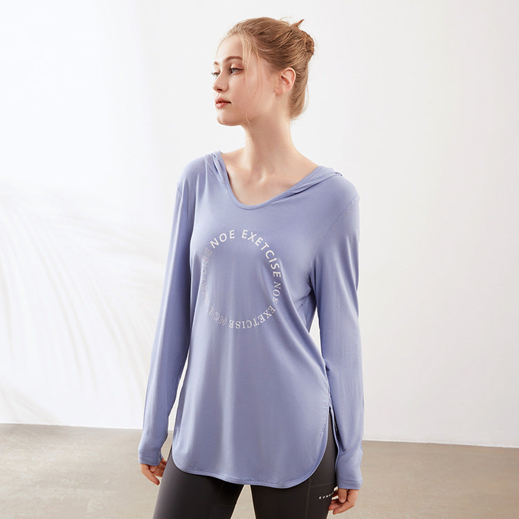 Mono deportivo de manga larga con logotipo estampado, transpirable, para fitness, running y yoga, holgado, para mujer