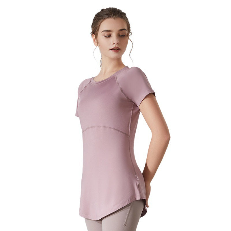 Ropa deportiva para mujer, de manga corta, transpirable, con espalda descubierta, para yoga, correr y fitness
