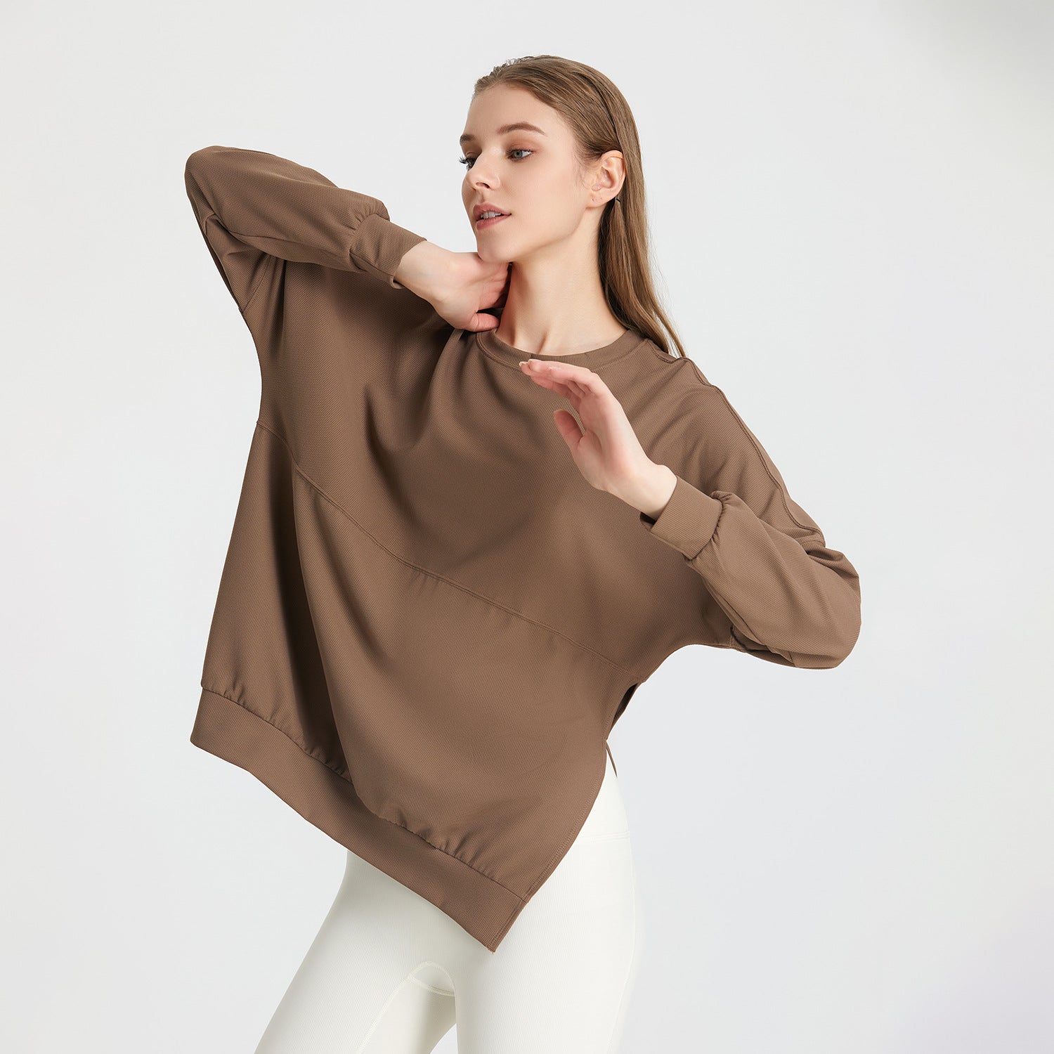 Camiseta deportiva holgada de manga larga con diseño de gofre para otoño e invierno, ropa informal para correr y hacer ejercicio, blusa para yoga