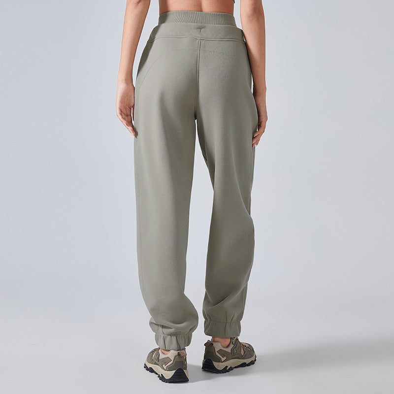 5544Autumn Winter Fleece lined Thermal Workout Pants Women All Matching Casual Sweatpants Loose Tappered Fitness Yoga Pants
