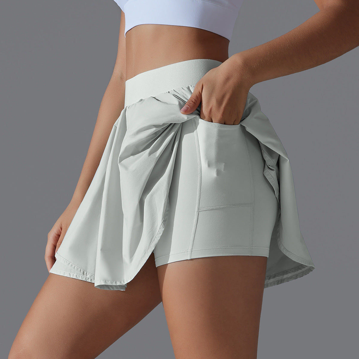 Internet Celebrity Cool Sun Protection Casual Tennis Skirt Slimming Sports Training Inner Pocket Anti Exposure Yoga Fitness Skirt