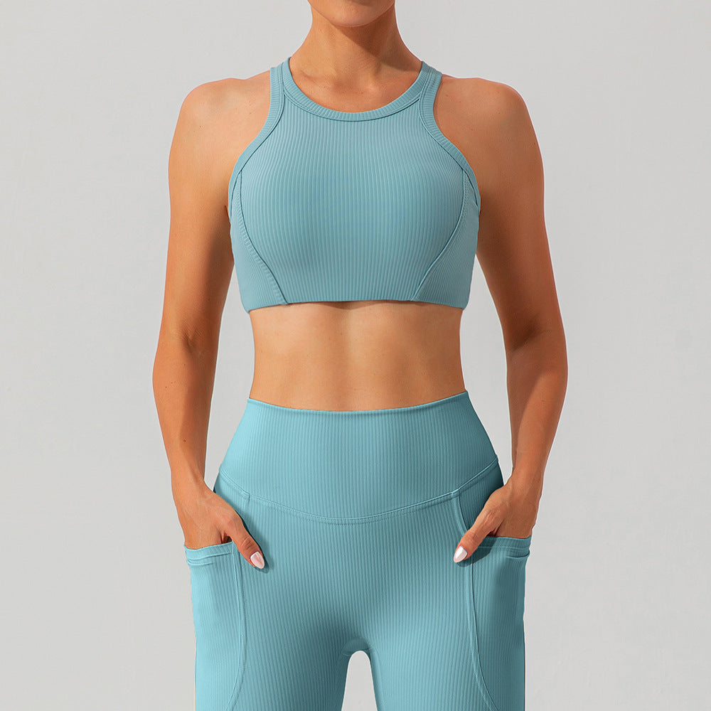 Sujetador de yoga con tirantes finos y espalda descubierta para mujer, ropa interior de secado rápido para entrenamiento y ejercicio, top de fitness para yoga
