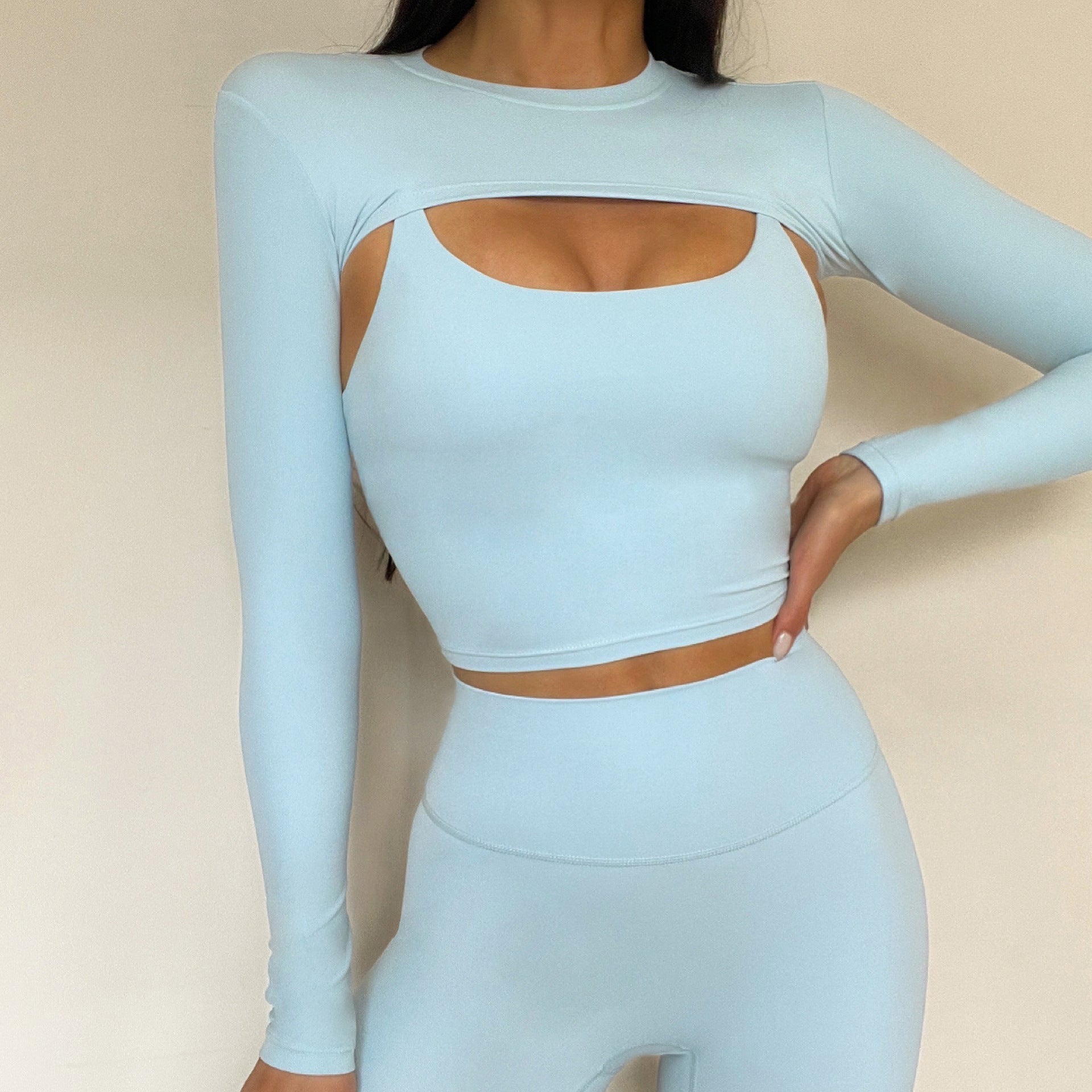 Gray and Blue Long-Sleeved
