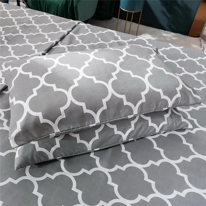 Simple Print Style Polyester Bed Set Fitted sheet Flat Sheet Pillowcase Bedding Set Bed Sheet (No Padding),Suitable For Bedroom