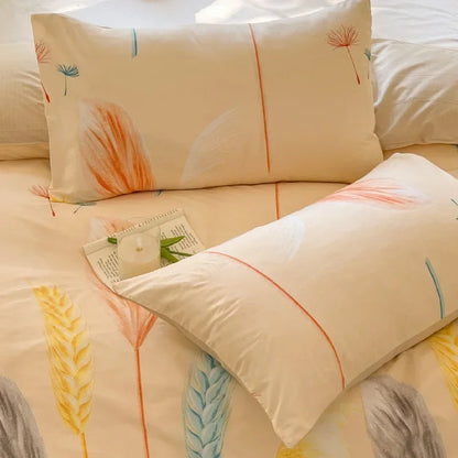 Harvest Season Grain Printed Bed Set Floral Duvet Cover Pillowcase Bedding Set Cute Bed Sheet Quilt Cover Single Queen King Size