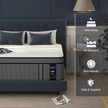 King Mattress with Individual Pocket Spring, Hybrid Cal King Mattress in a Box,Memory Foam Mattress, California King Size