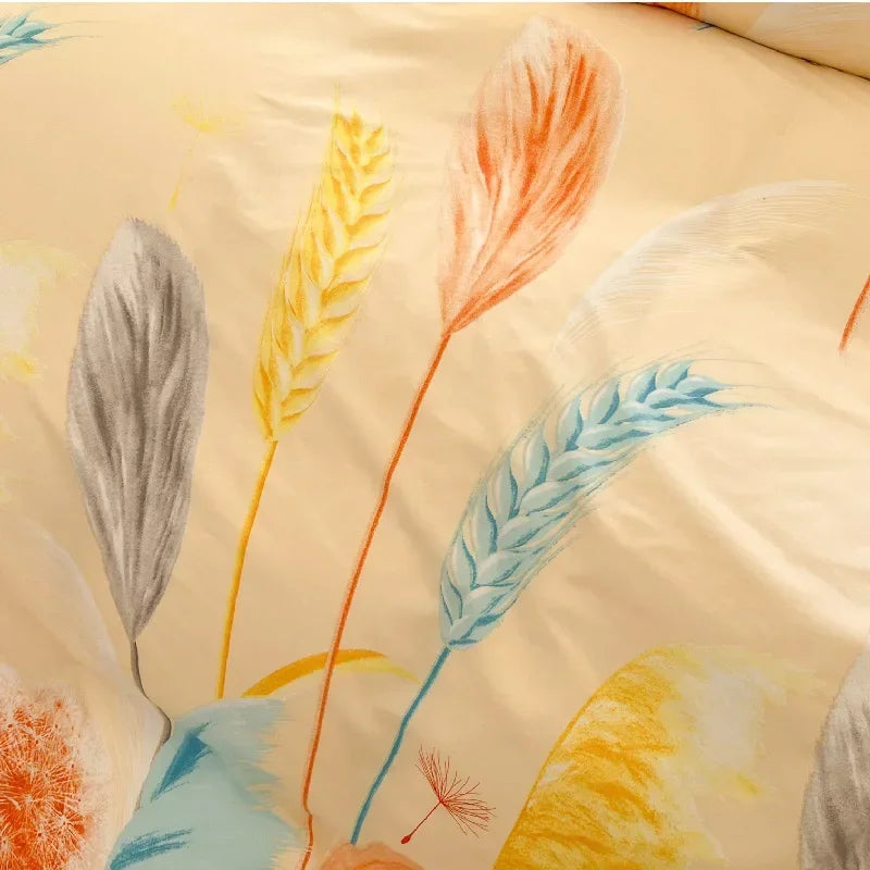 Harvest Season Grain Printed Bed Set Floral Duvet Cover Pillowcase Bedding Set Cute Bed Sheet Quilt Cover Single Queen King Size