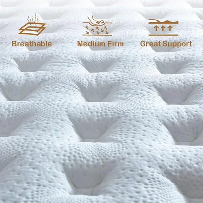 Queen Mattress, 12 Inch Innerspring Hybrid Mattres in a Box with Gel Memory Foam, Pressure Relief  Spring Mattress