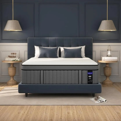 King Mattress with Individual Pocket Spring, Hybrid Cal King Mattress in a Box,Memory Foam Mattress, California King Size