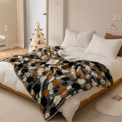 Manta de cordero jacquard coreana gruesa y cálida, manta de vellón coral para el tiempo libre, para otoño e invierno, suave y cerosa, con forma de corazón para niña, manta multifunción para el almuerzo, cómoda y con aire acondicionado.