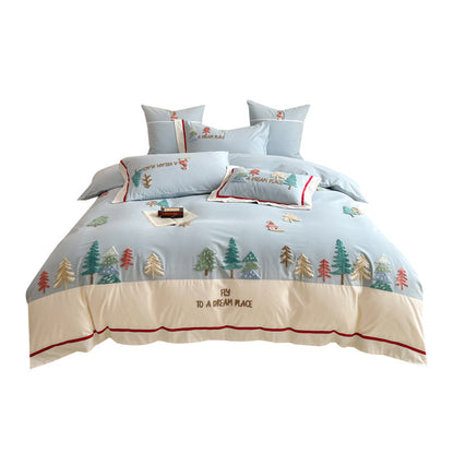 Toalla tridimensional bordada de algodón lijado de cuatro piezas estilo dibujos animados otoño e invierno engrosamiento de algodón para niños ropa de cama al por mayor