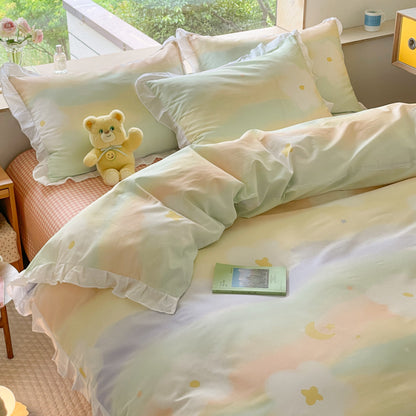 Cama pequeña de algodón floral de cuatro piezas estilo princesa