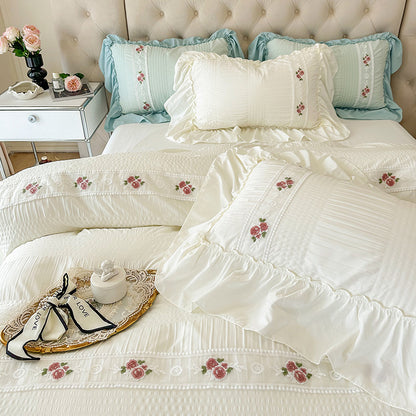 Juego de cama de cuatro piezas de algodón lavado Seersucker Four Seasons